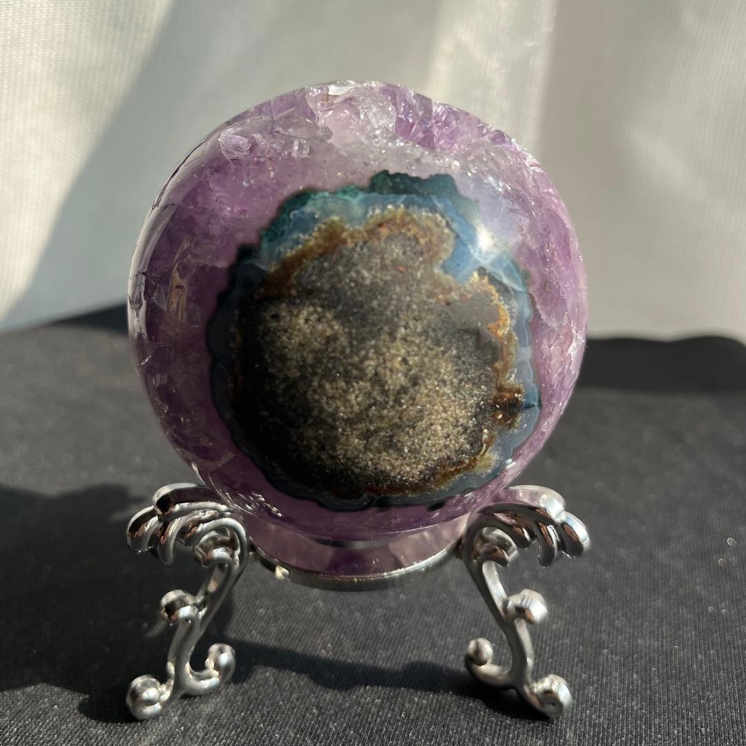 ブラジル産❣️天然石アメジストの笑い口　置物　NO.011407