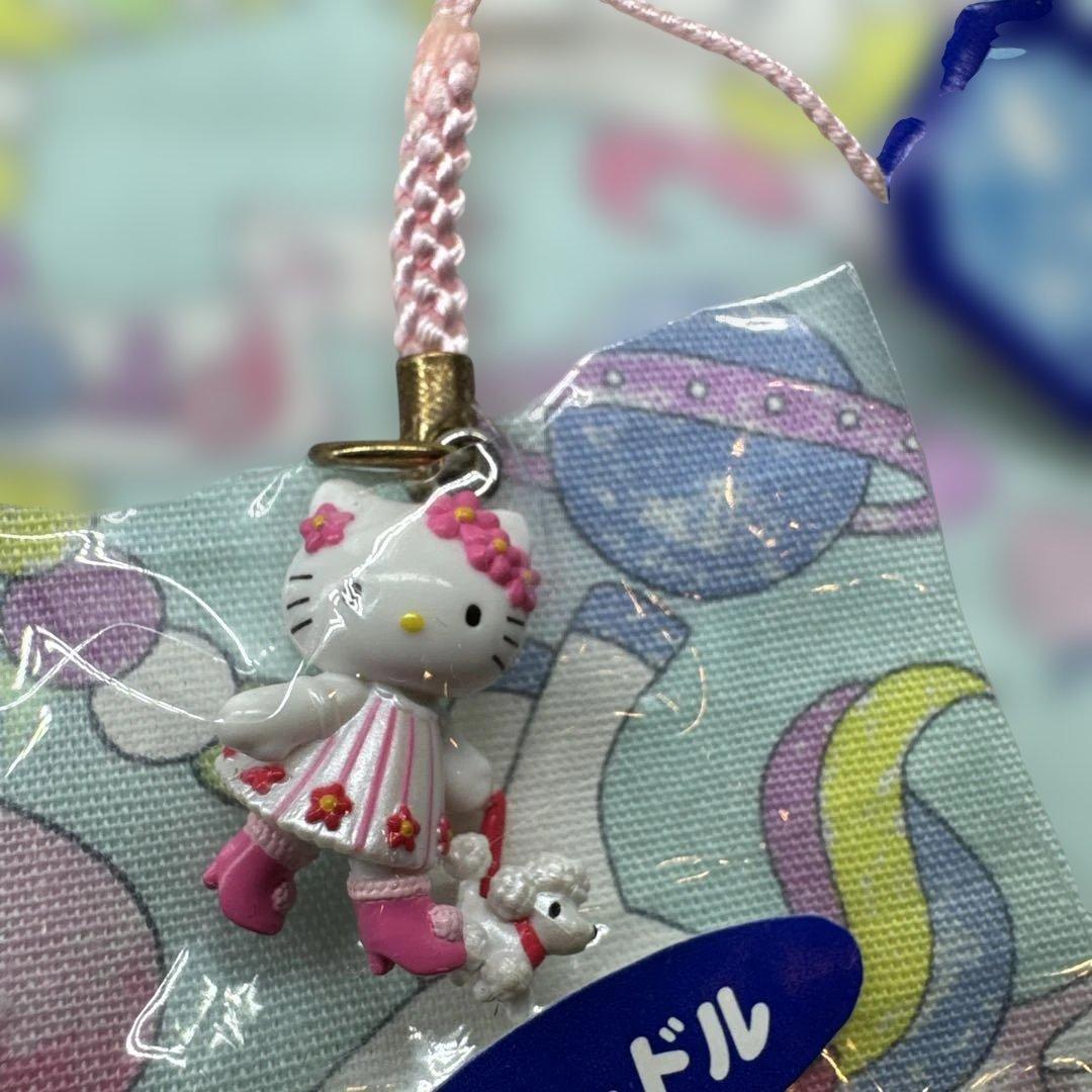 サンリオ　ハローキティ　プードル　根付け　ストラップ　当時物　レトロ