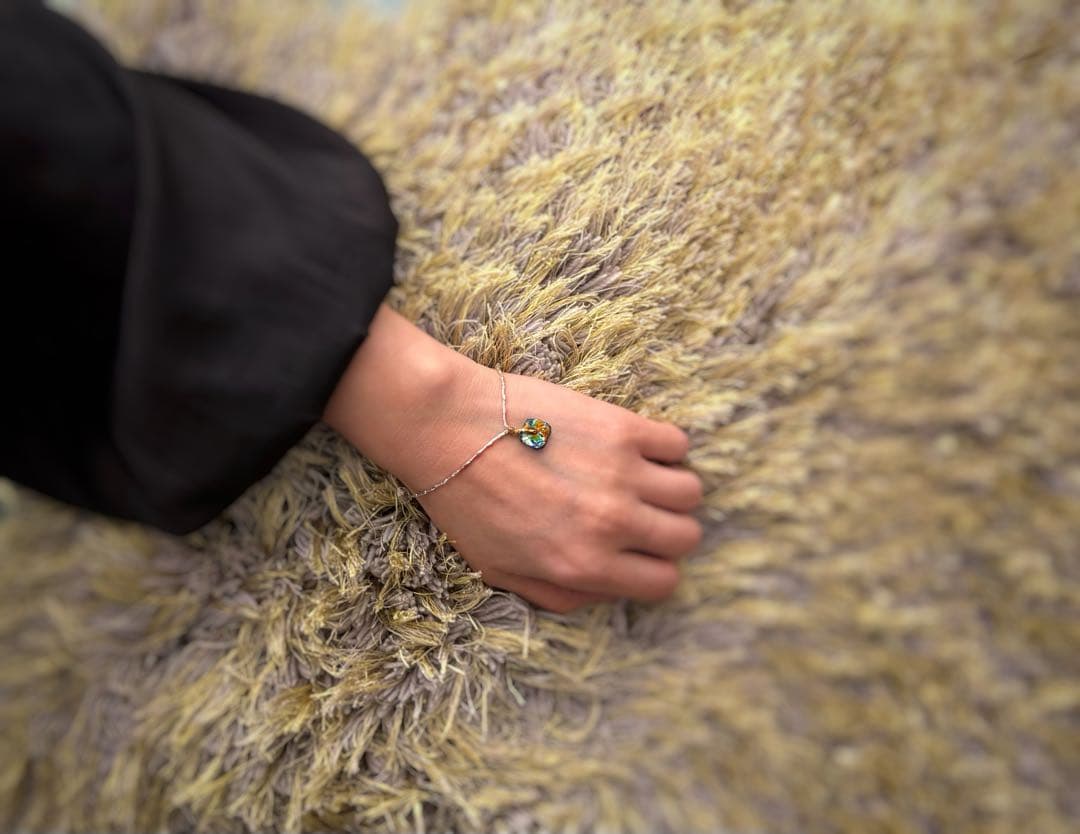 ローマングラス　ハーキマーダイヤモンド　カレンシルバーブレスレット