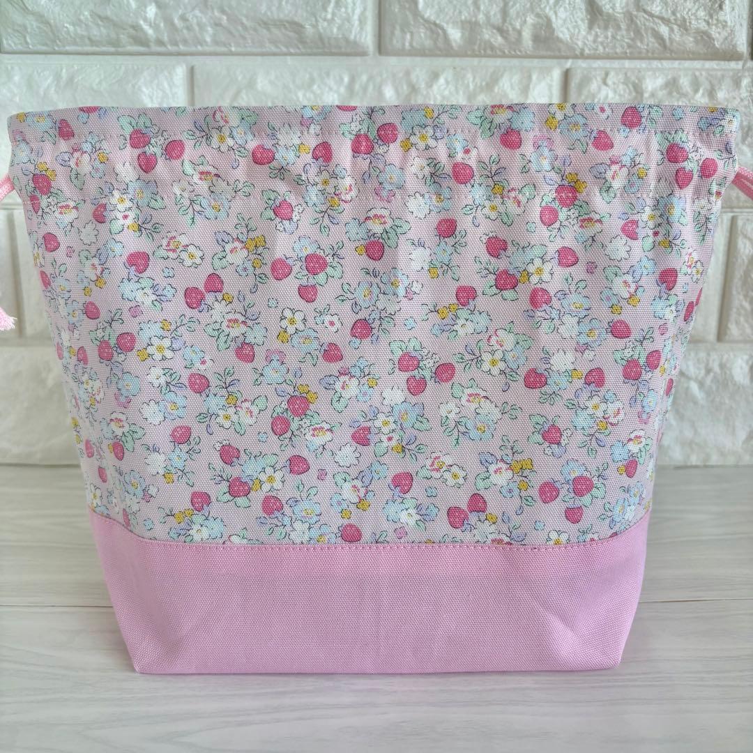 25×35ランチョンマット&お弁当袋&コップ袋 ピンク　イチゴ　フラワー