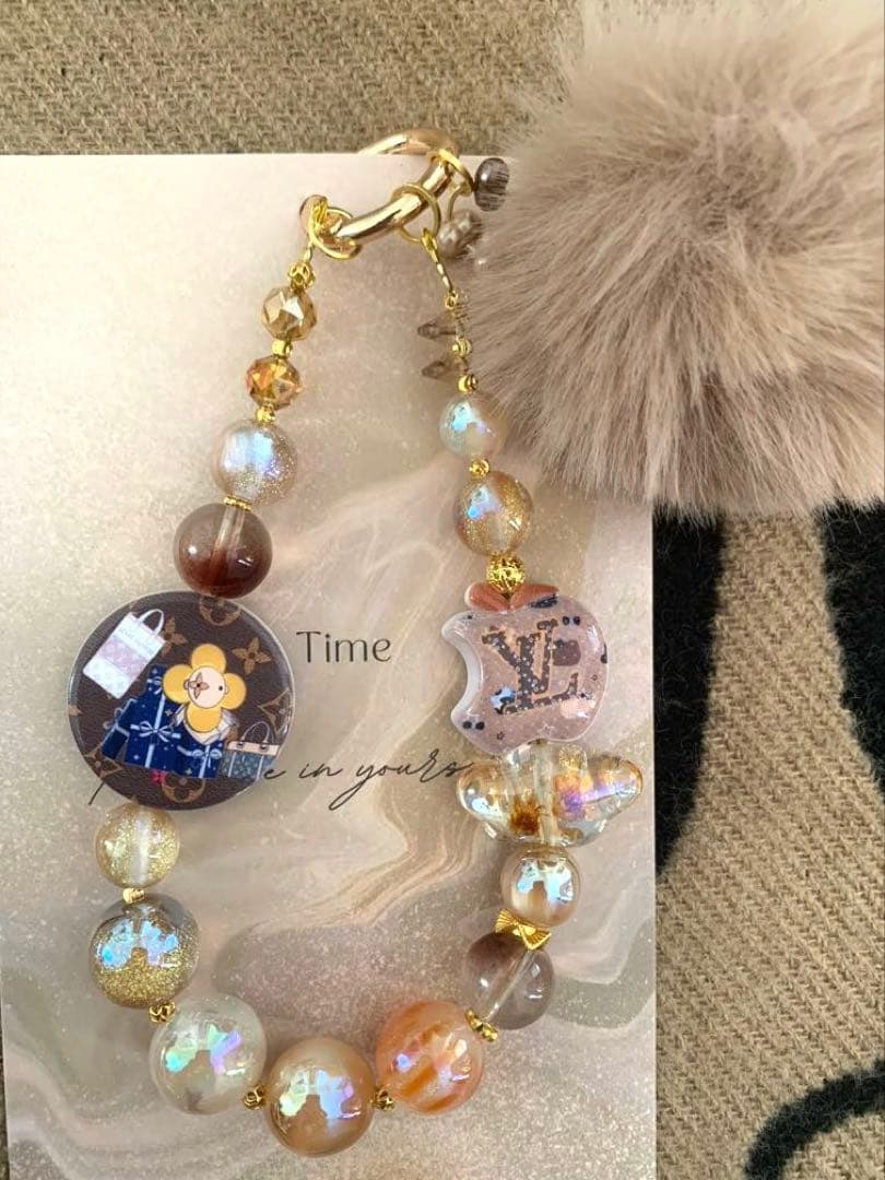 ミーコ様確認用⭐︎ストラップチャーム　茶系　シャンパンカラー