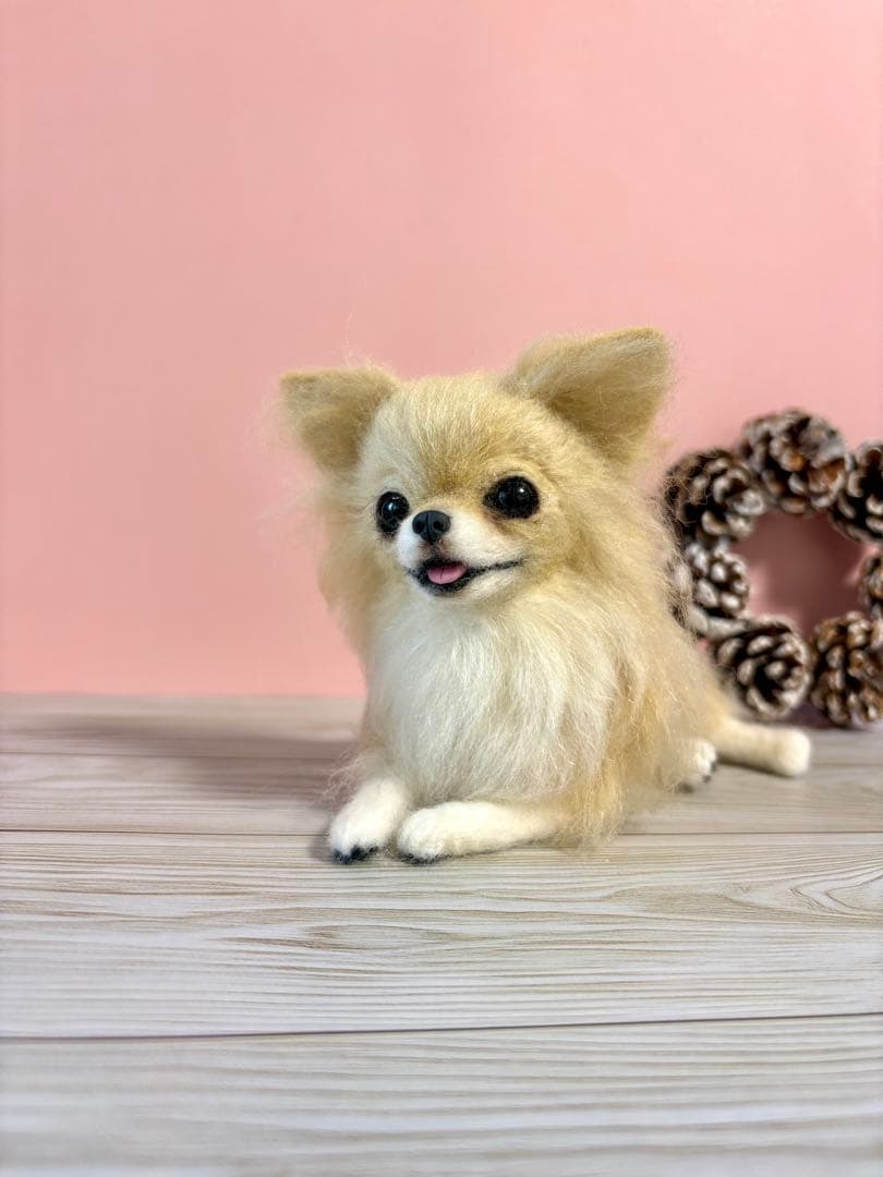 羊毛フェルト　羊毛犬　リラックスチワワ　no.50