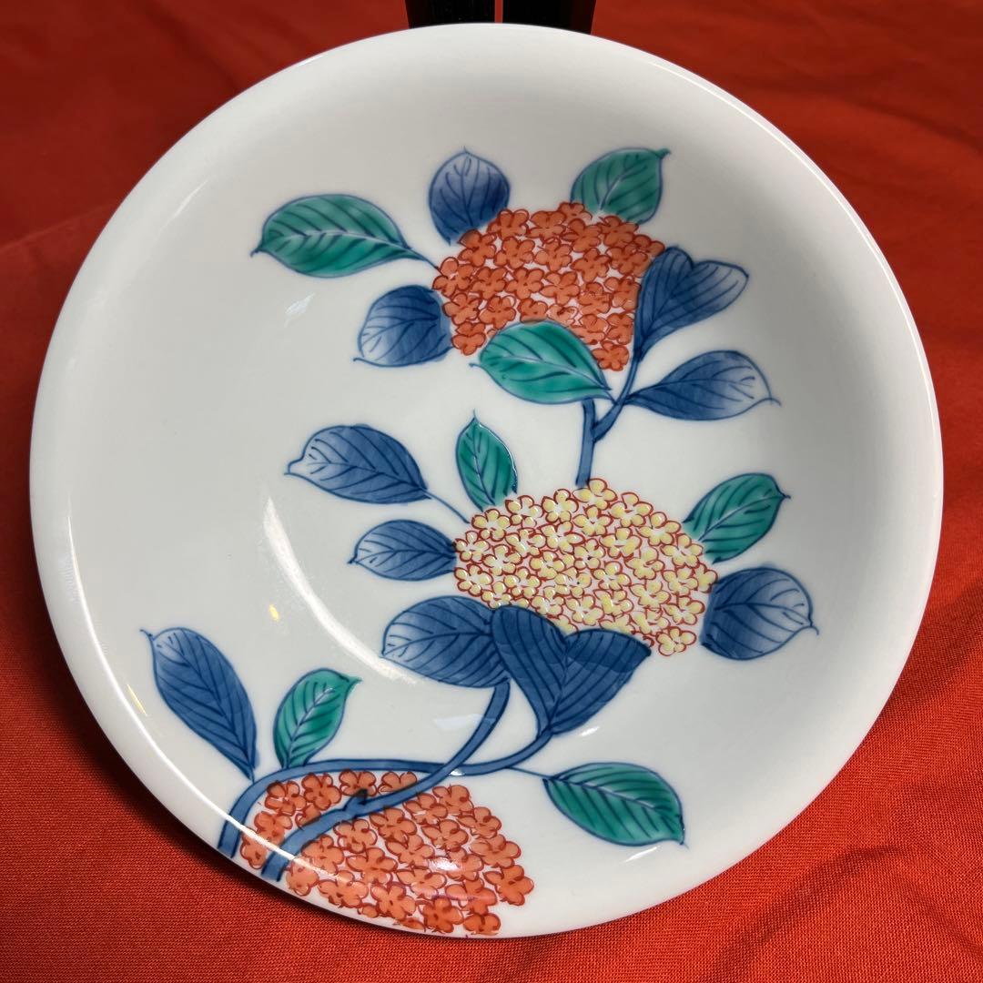 みちるとなつめママ　嘉久正窯作「紫陽花文取皿」5枚揃え