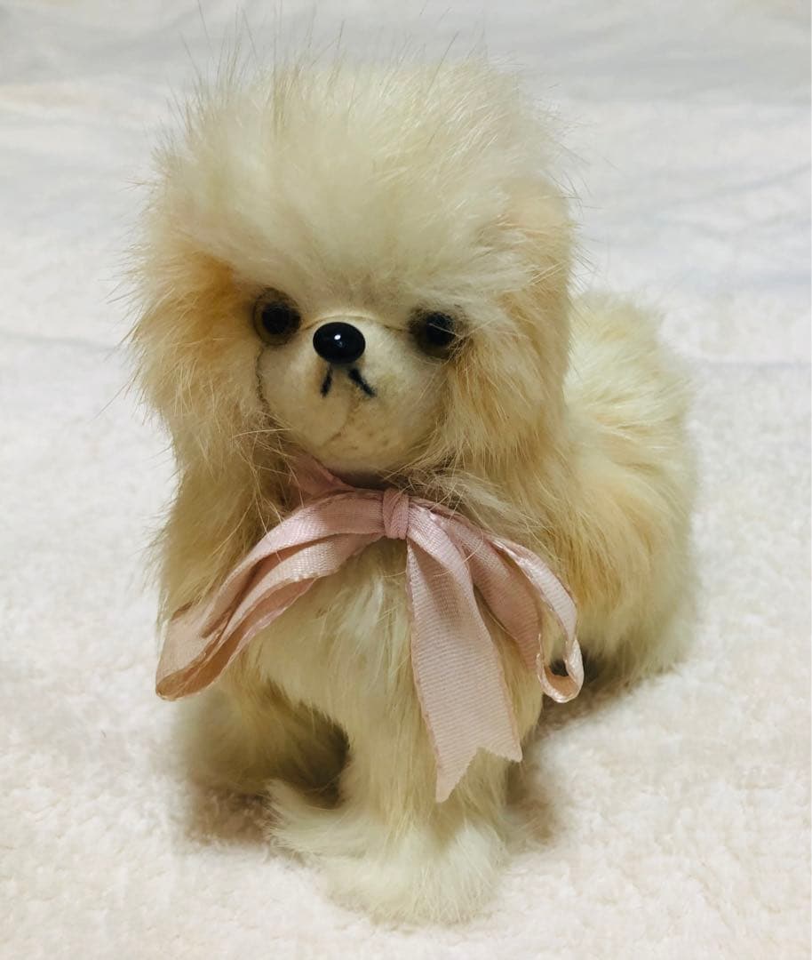 昭和レトロ　犬　ラビットファー　リアファー シーズー　ぬいぐるみ　置物