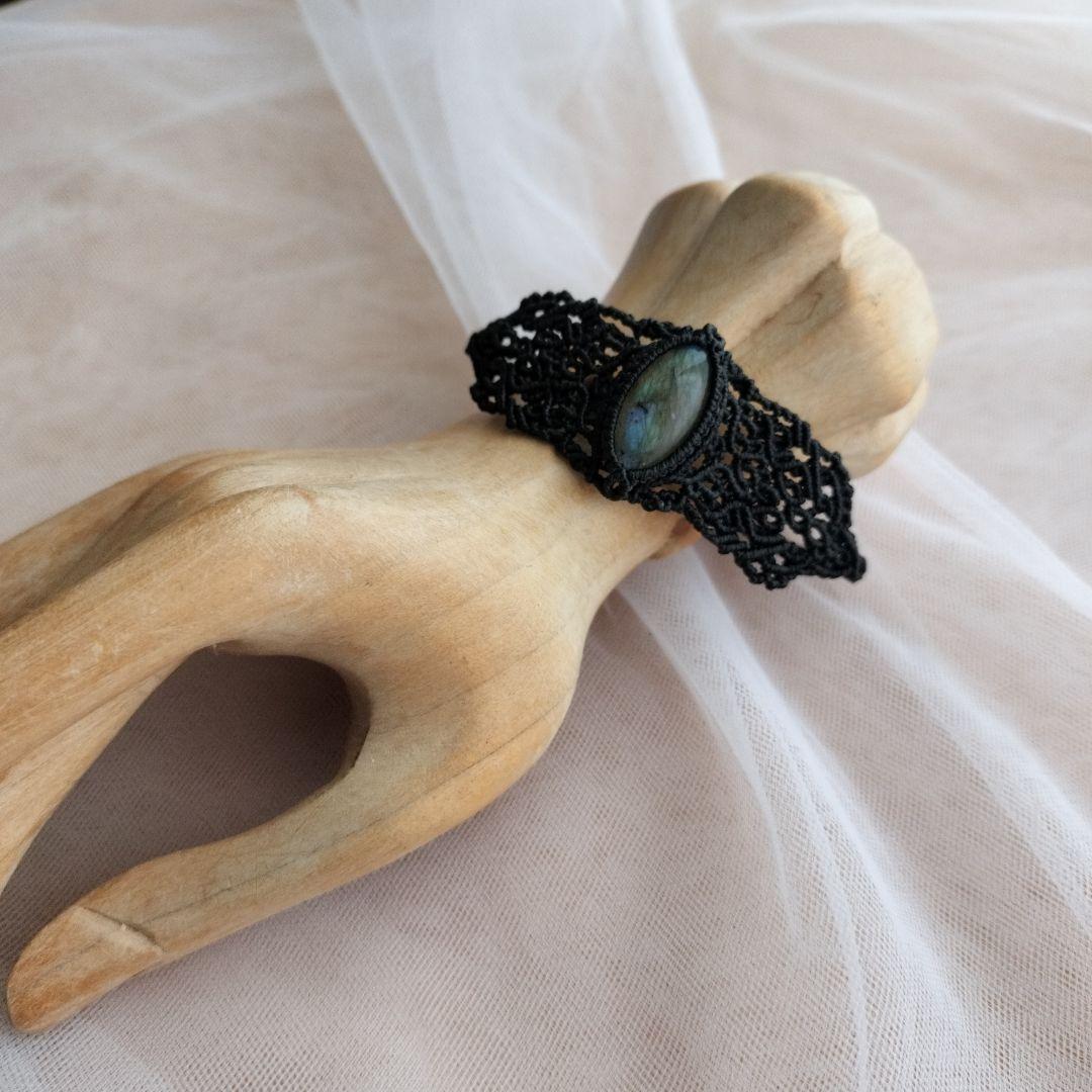 ラブラドライト　マクラメ編みブレスレット