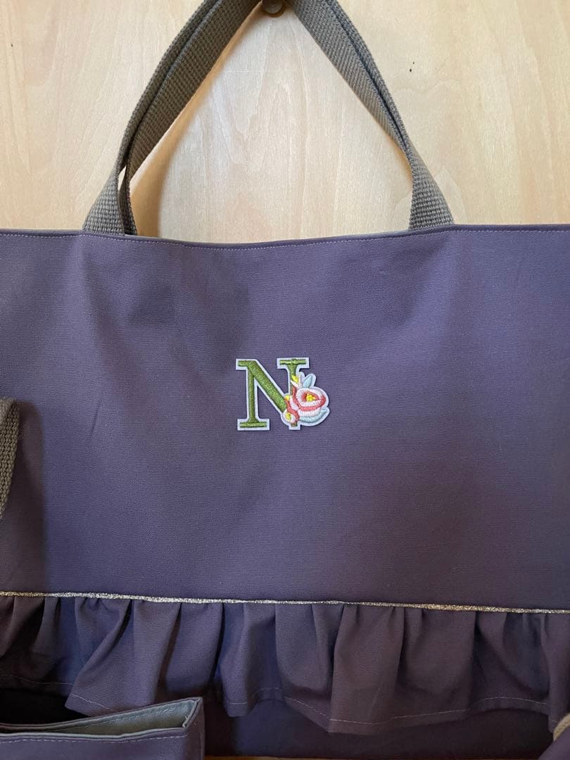 スモーキーパープル無地のフリル付き　入園入学セット　女の子　サイズオーダー可能