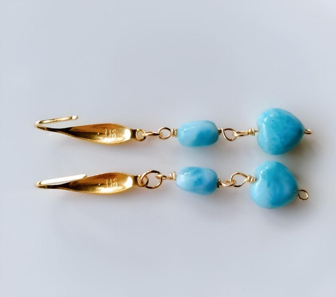 Kgf14 5A 宝石質 天然石 ドミニカ共和国産 ラリマー ピアス