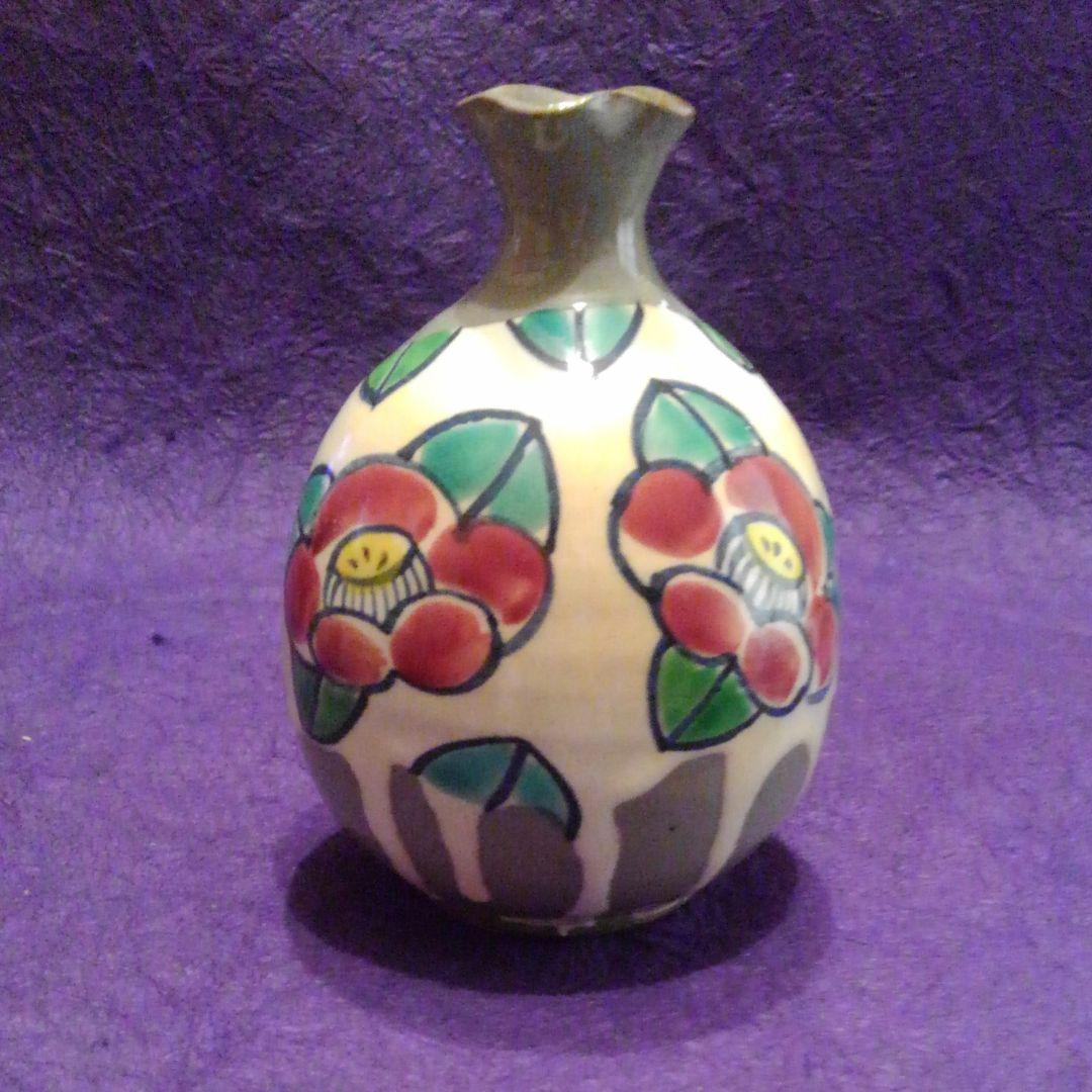 京焼　手描白刷毛椿画酒器揃