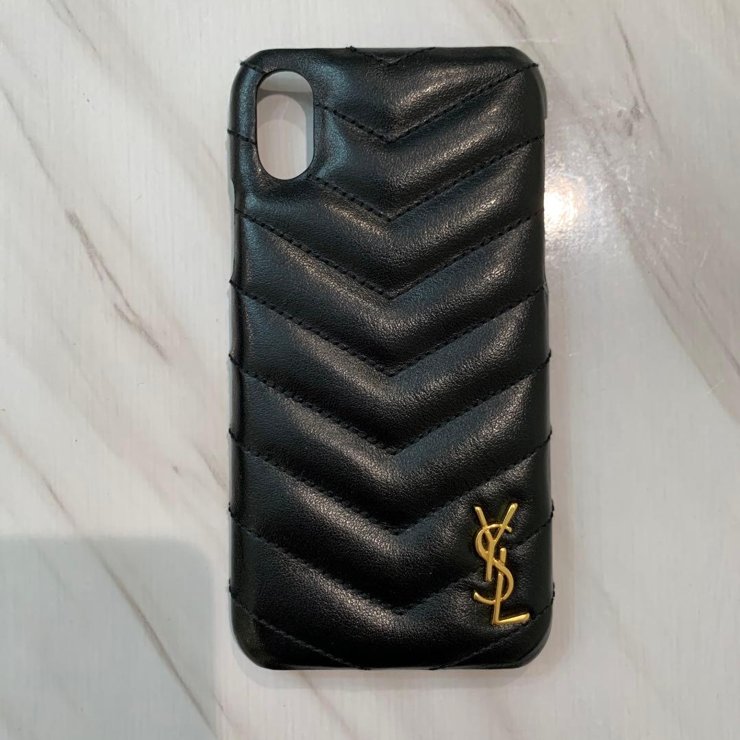 サンローラン ブラックレザー iPhoneケース　xs用