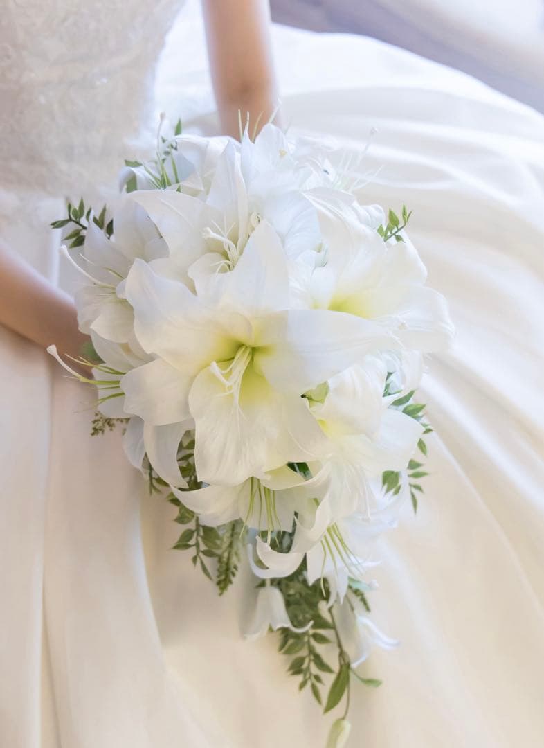 カサブランカ ブライダルブーケとブートニアセット アーティフィシャルフラワー