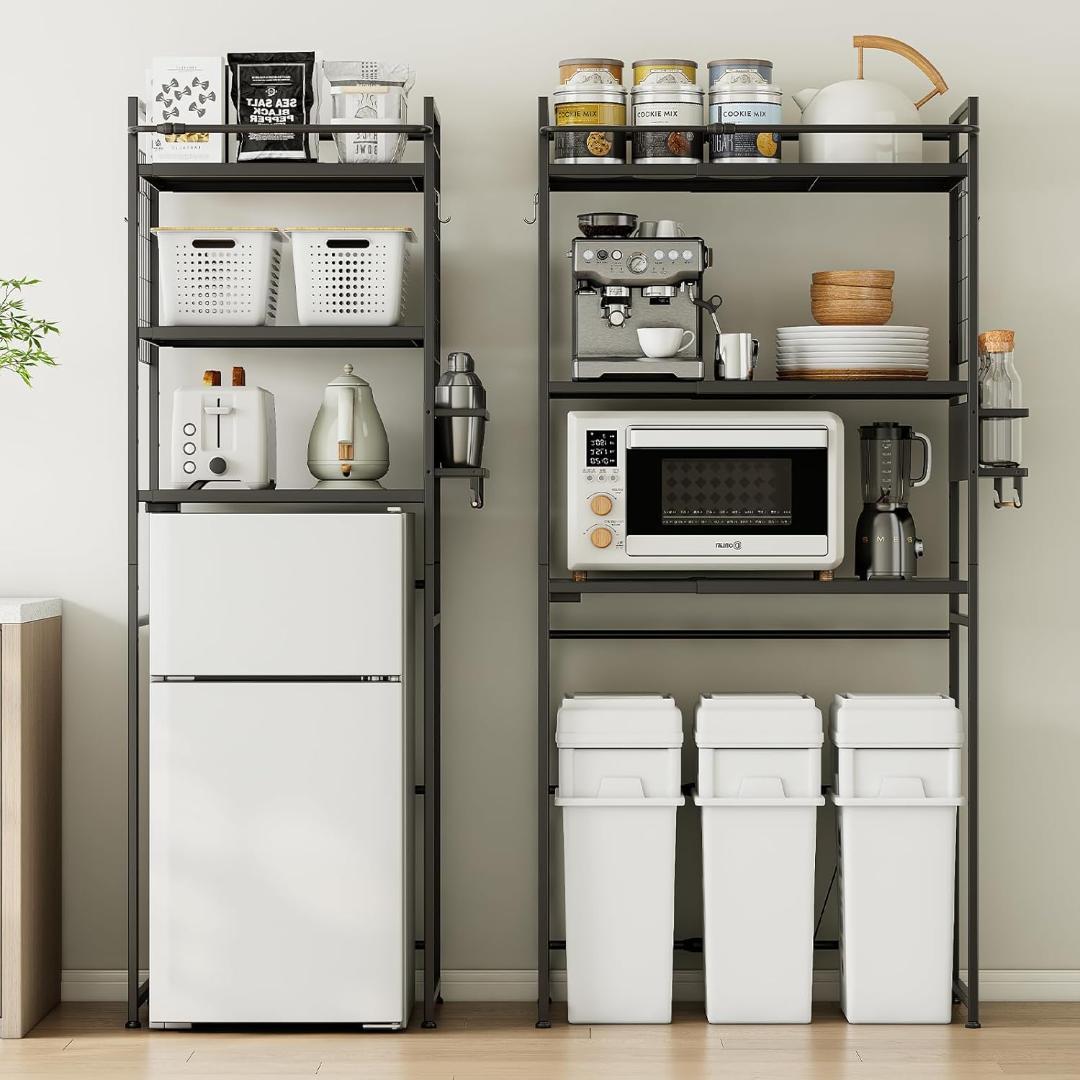 冷蔵庫上ラック キッチンラック ゴミ箱上ラック 幅56-85.5cm伸縮可能