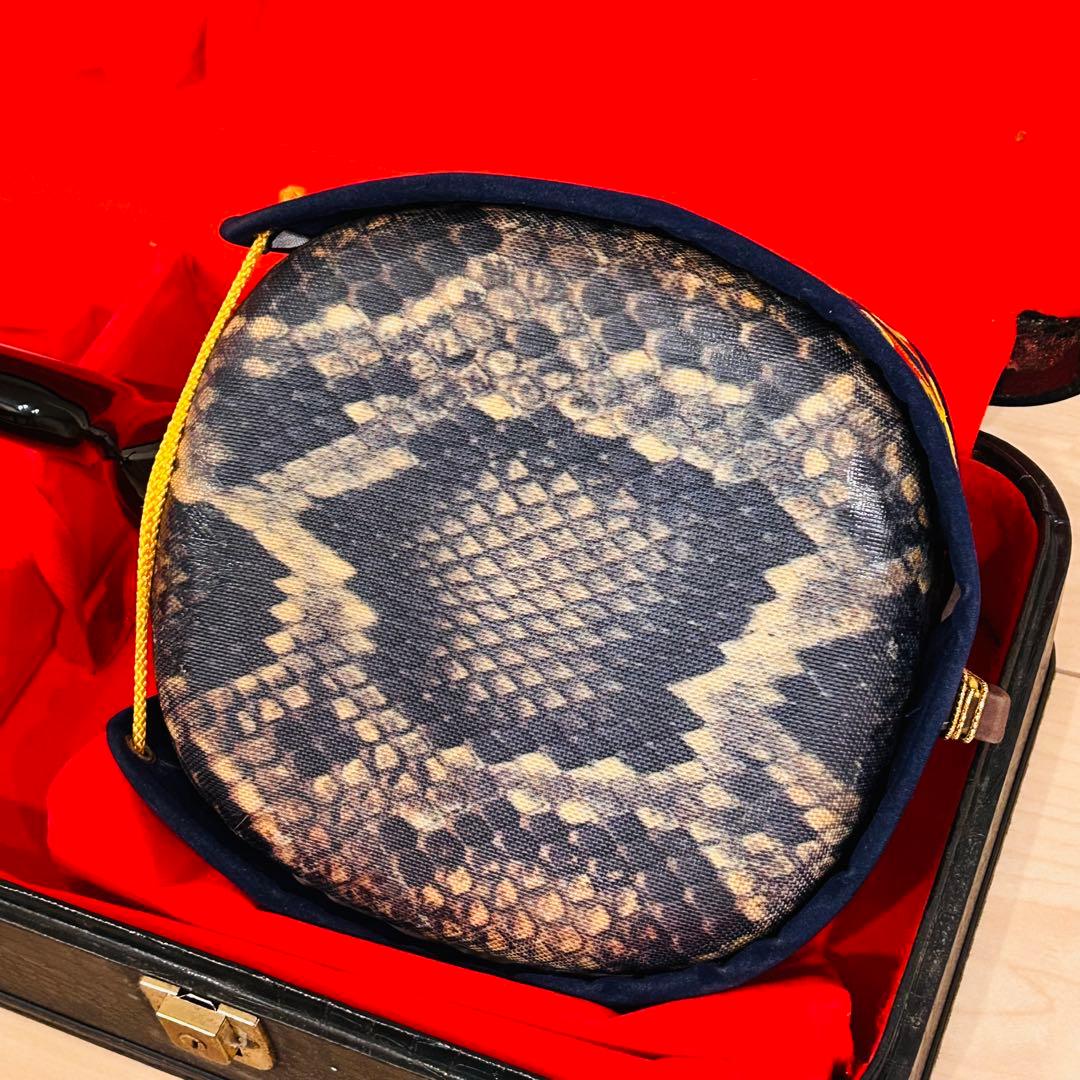 国産　守礼印 ハードケース 琉球 沖縄 三線 蛇皮柄　人工　プリント