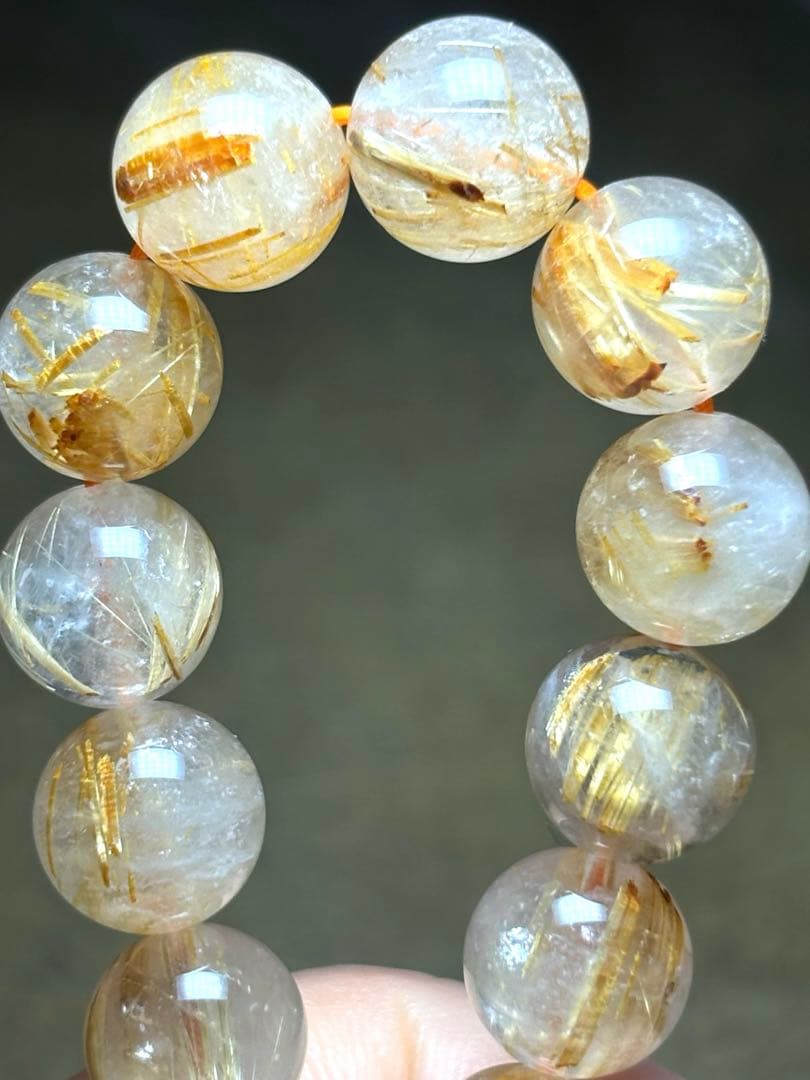 ゴールドタイチンルチルブレスレット10㎜（新品未使用）高品質　金運最強