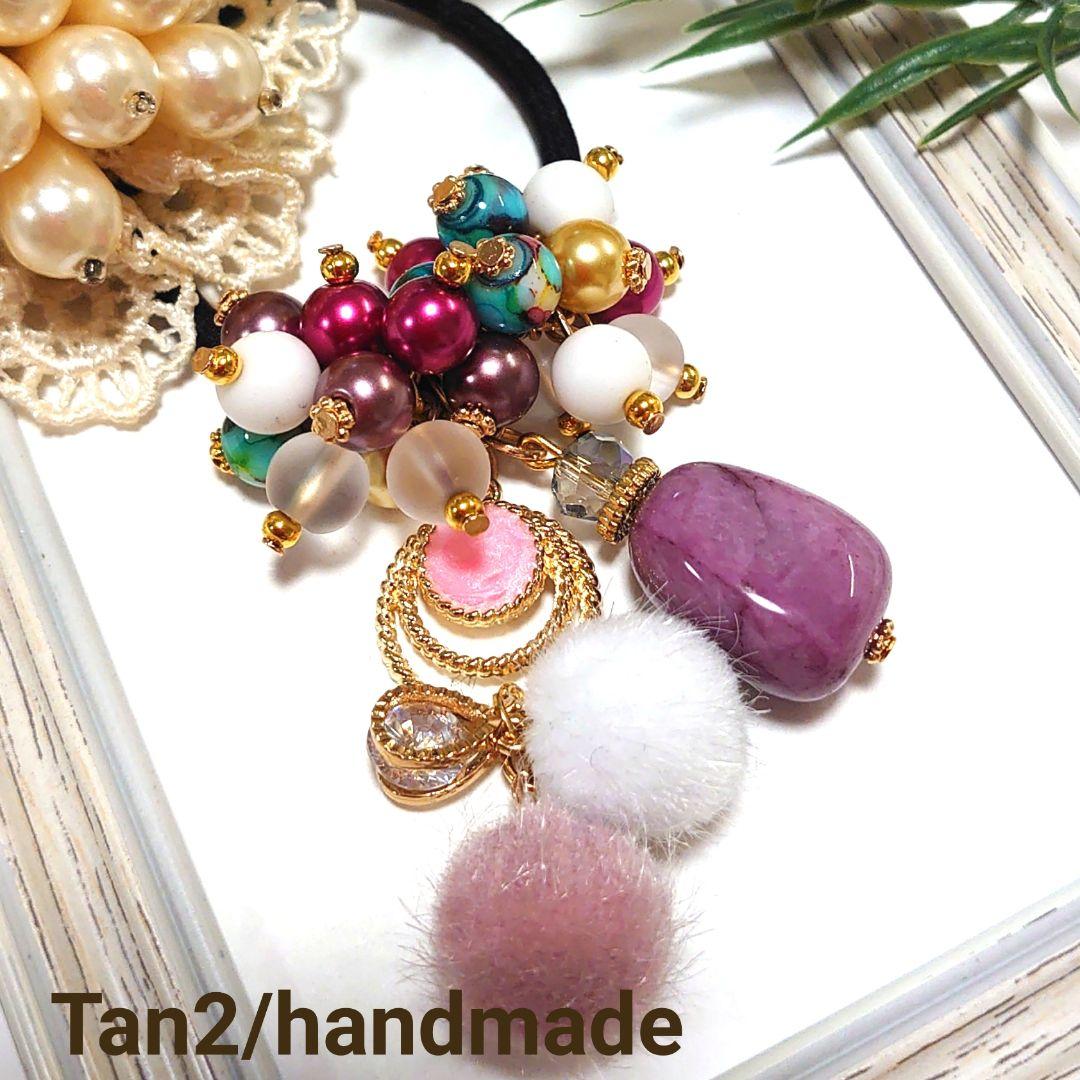 じゃらじゃら  ヘアゴム  大きな天然石入り♡