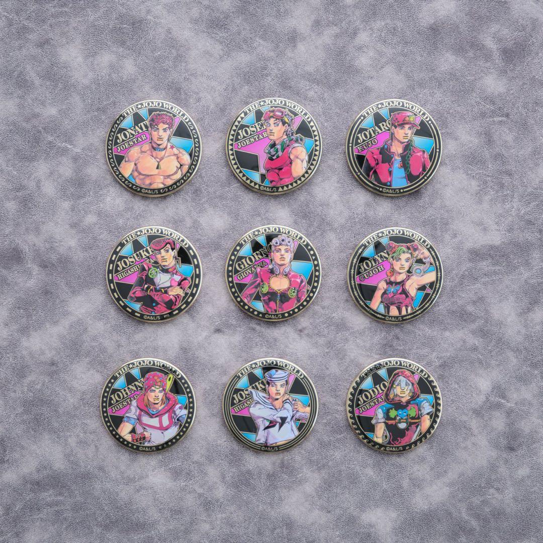 荒木飛呂彦描き下ろしイラスト 24金メッキ缶バッジ　全種