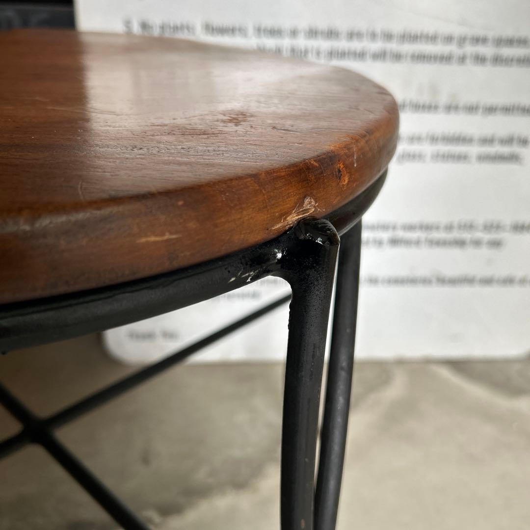 ヴィンテージ インダストリアル アイアン ウッド スツール チェアー 椅子 A