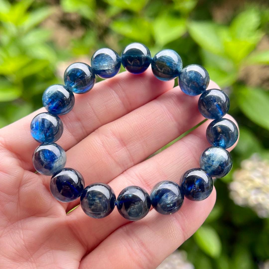 収蔵品　ブルーサファイヤカイヤナイトブレスレット　てりが良いです　6