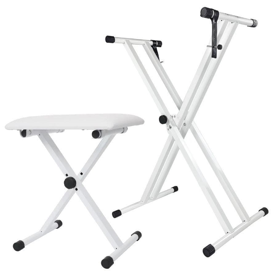 キーボードスタンド x型 折りたたみ ピアノ キーボードベンチ 白 2514