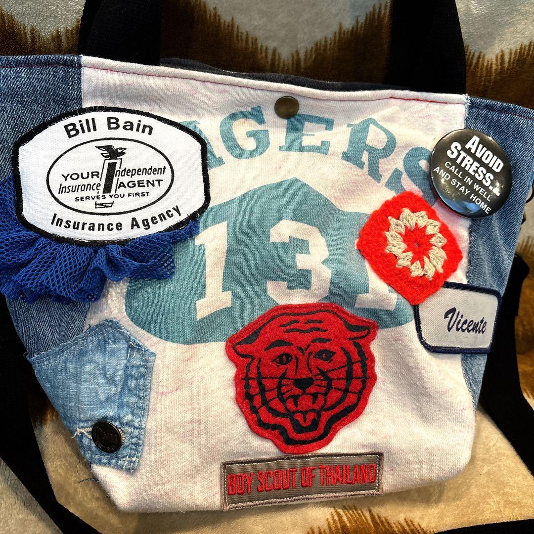 ハンドメイド トートバッグ デニムリメイク ショルダー加工✩.*˚