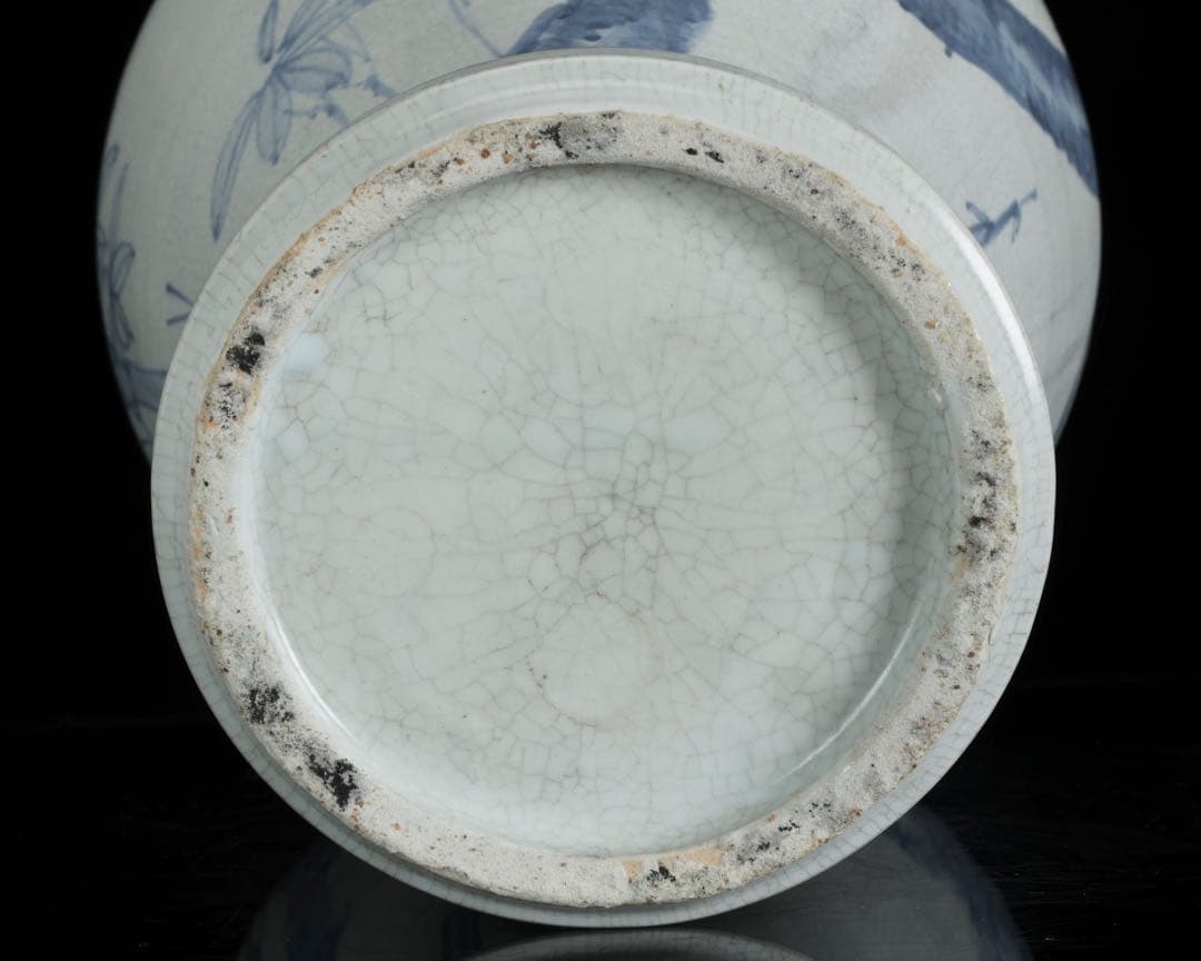 李朝 染付白磁 松竹文大花瓶 45cm 朝鮮古陶磁 古美術 壺 大型花瓶 骨董品