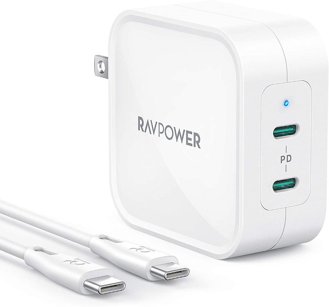充電器 type-c RAVPower PD対応 充電器 90W 2ポートUSB