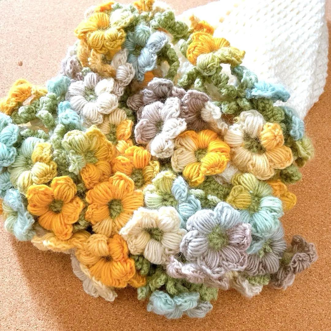花束ブランケット ブーケブランケット　手編み ハンドメイド 83cm 編み物
