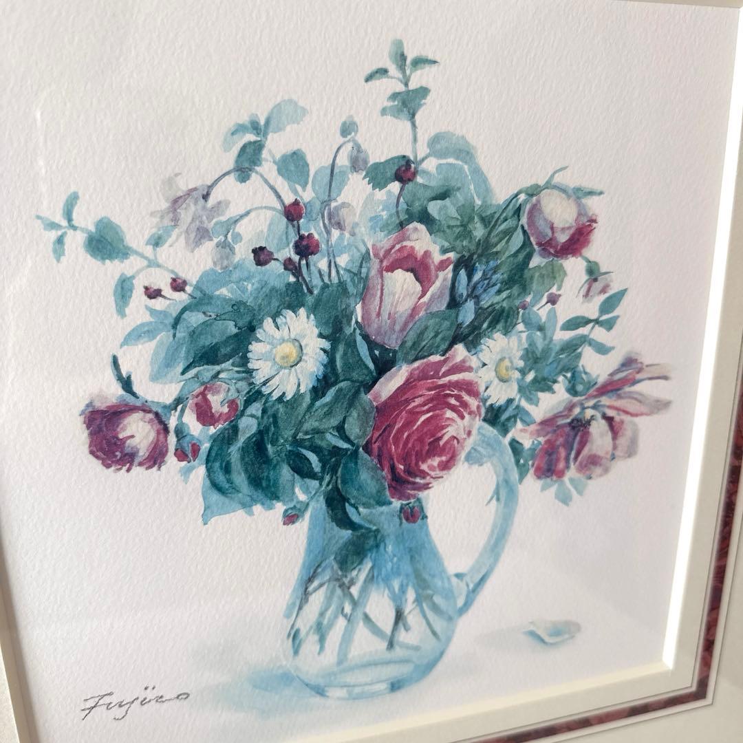 橋本不二子　水彩画 アンティークフレーム