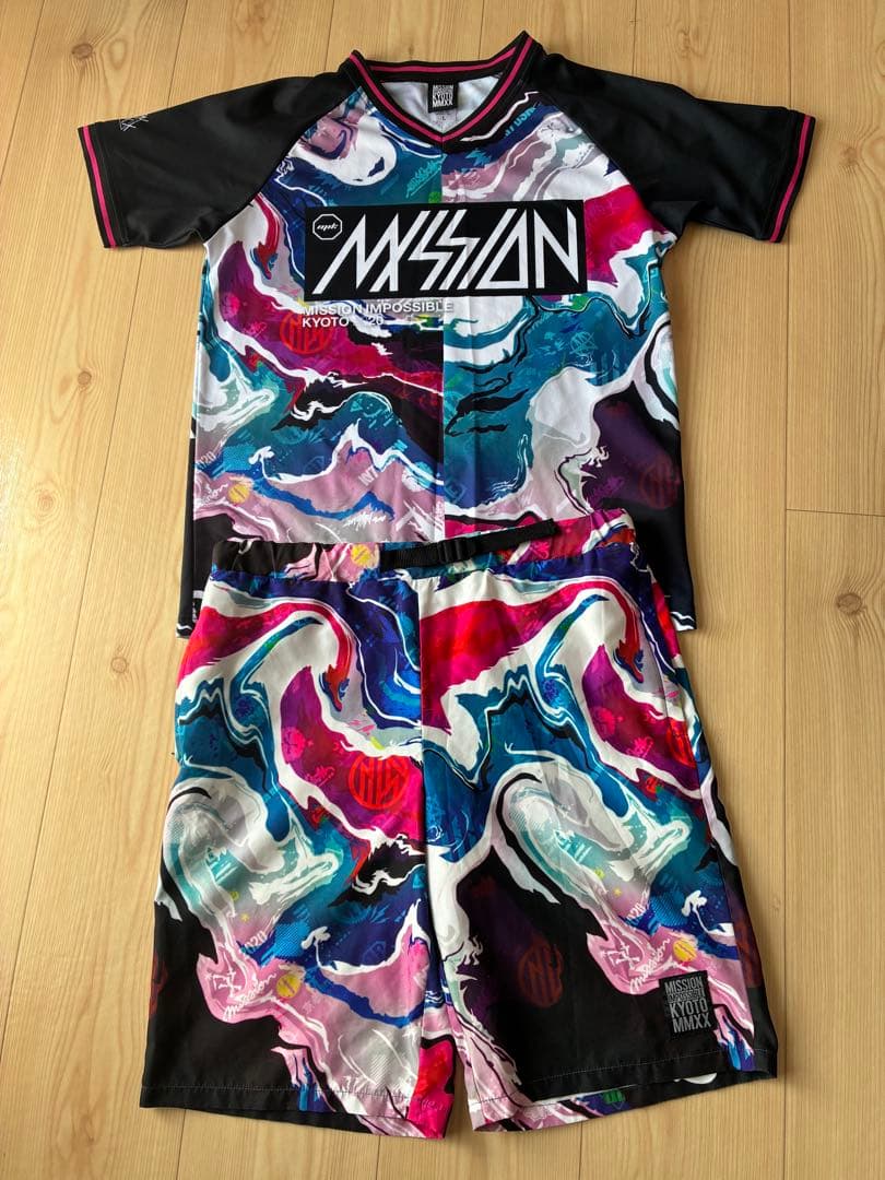 京都大作戦 セットアップ　Tシャツ ハーフパンツ　バスパン Lサイズ マーブル
