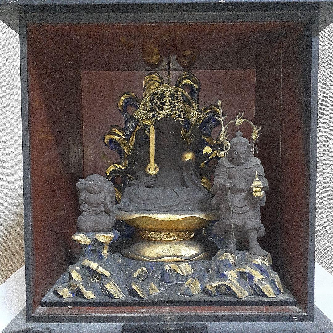 極逸品　清瀧辨財尊天　仏像　朱墨　大型厨子