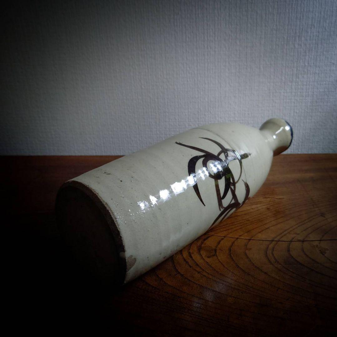 ​【大型28cm】口染付 鉄絵 徳利 渦巻文様 骨董 酒器 民藝 一輪挿し 花瓶