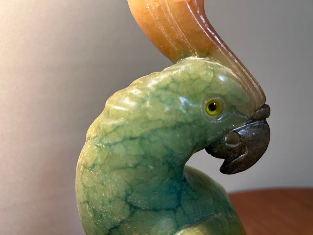 イタリア製　ヴィンテージ オブジェ　オウム彫刻 アルバスター