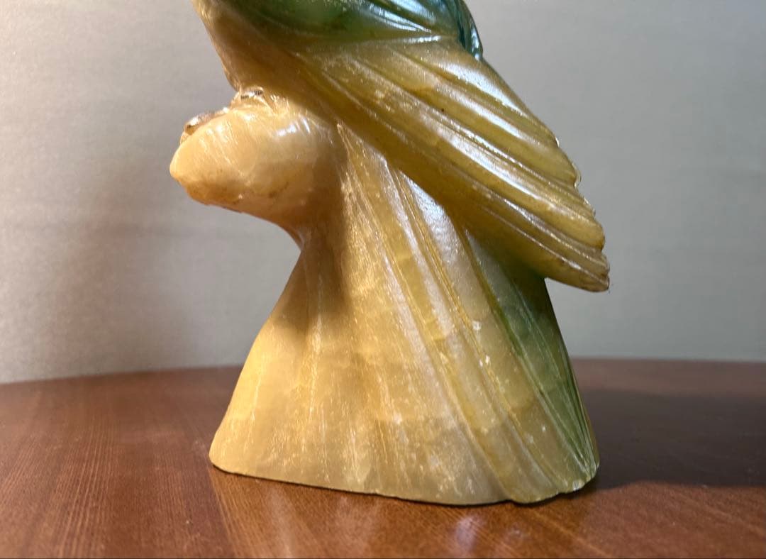 イタリア製　ヴィンテージ オブジェ　オウム彫刻 アルバスター