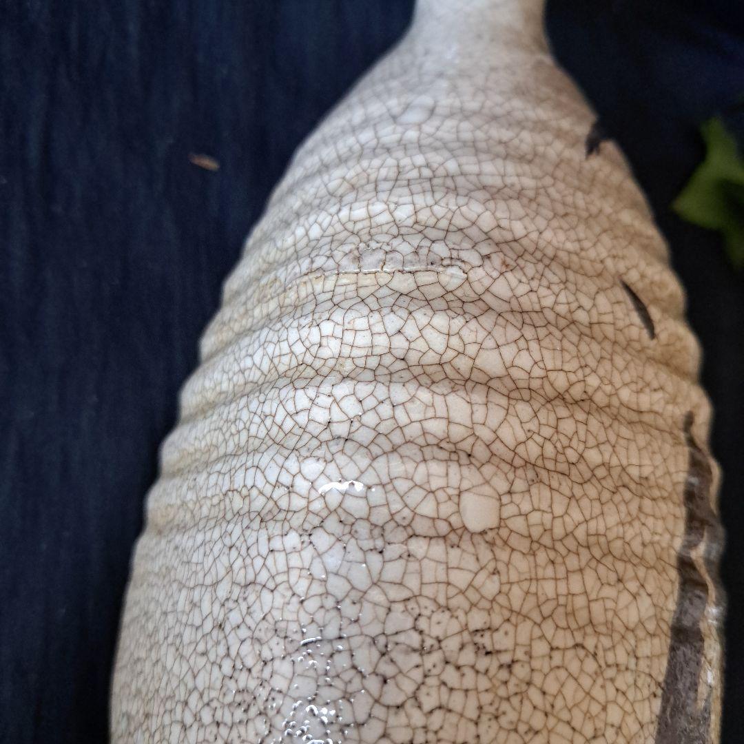 「志野(しの)焼の渋み！」 花入(はないれ- 高さ24cm) 骨董アンティーク