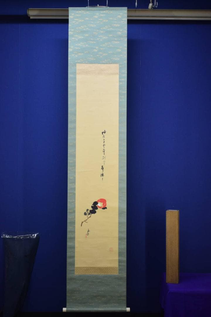 真作/大谷句佛/椿画賛/布袋屋掛軸HG-49