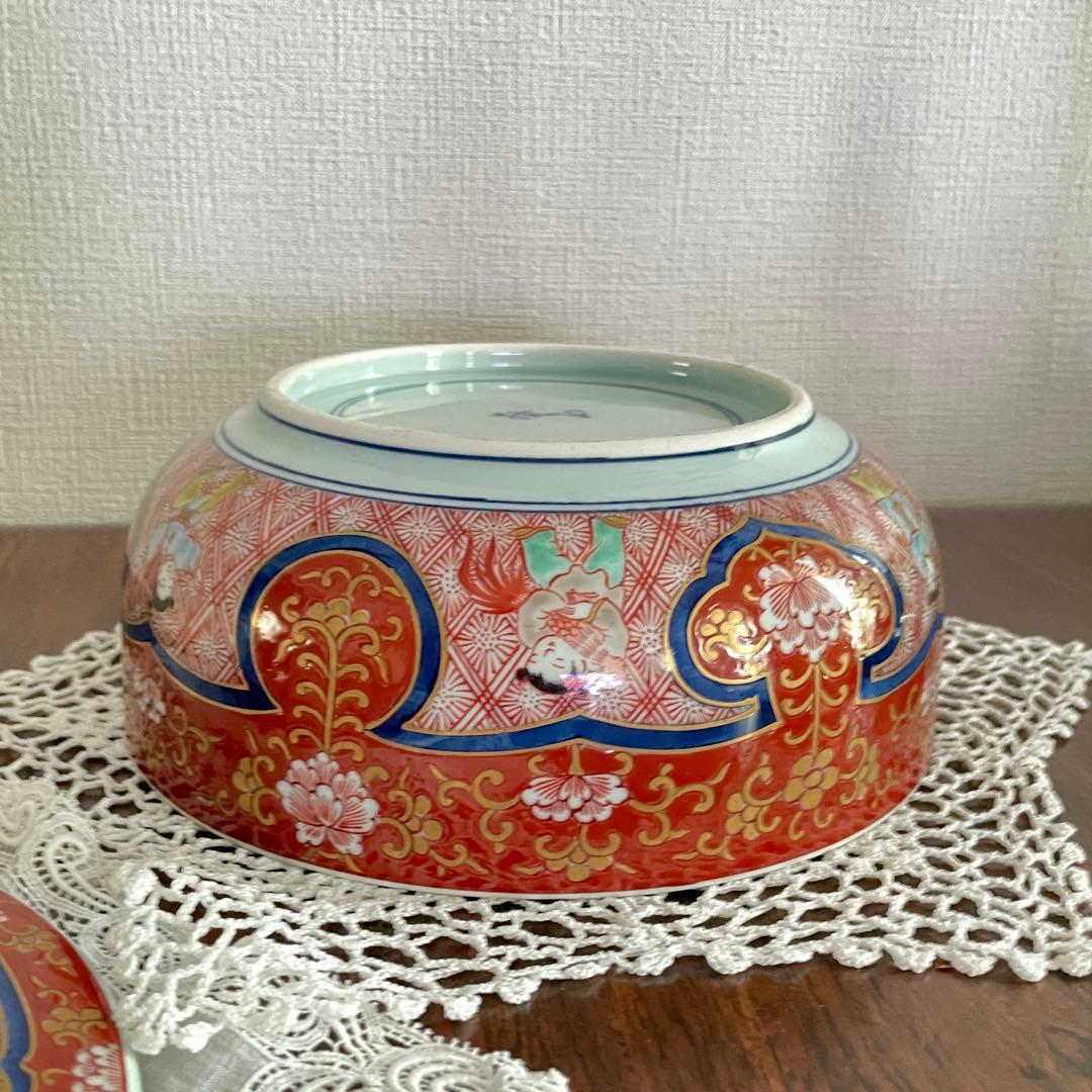 【極美品】有田焼 古伊万里様式 蓋付大鉢 豪華金彩 唐子遊戯図 骨董市一点物