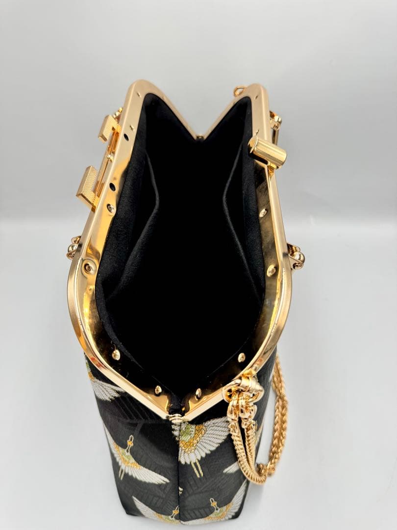 【ハンドメイド】和柄　西陣織金襴 ラメ糸がま口バッグ　3way 　#628