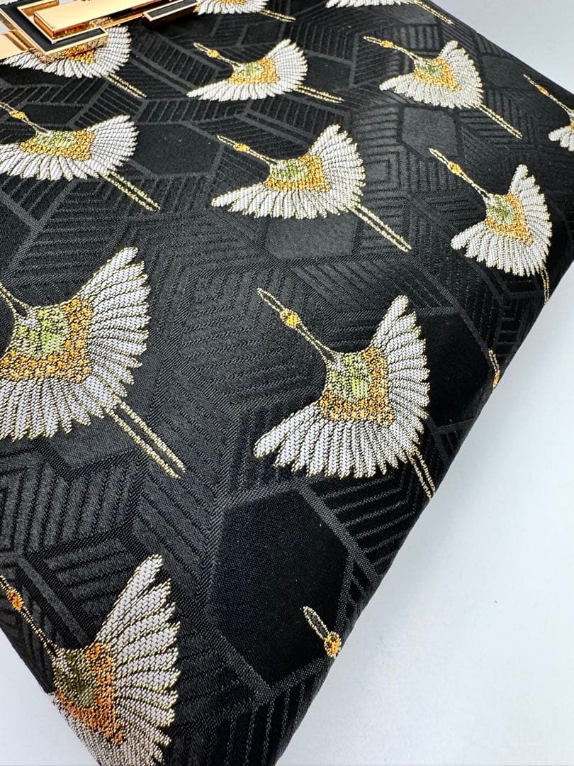 【ハンドメイド】和柄　西陣織金襴 ラメ糸がま口バッグ　3way 　#628