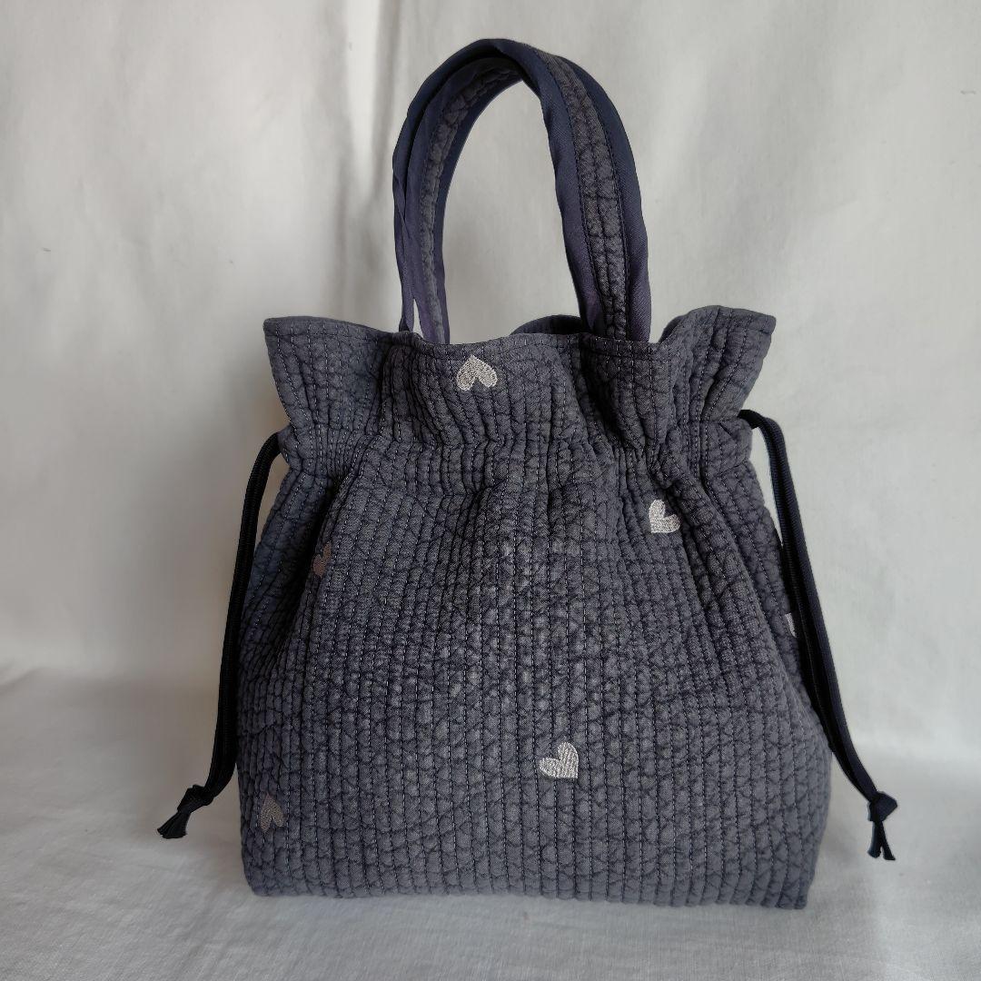 外ポケDカン ショルダー 底板ヌビ ☆ボンボンバッグ☆ ダークグレー×ブラック♡