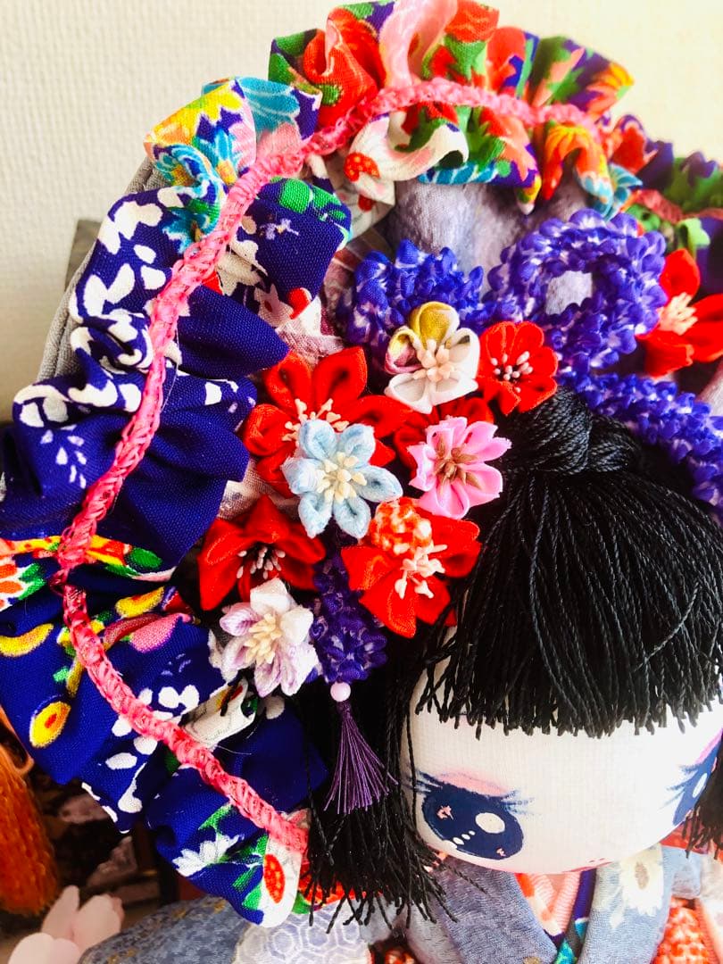 ＊着物 文化人形 お人形 布人形 約30cm &7cmお引きずり着物 古布＊