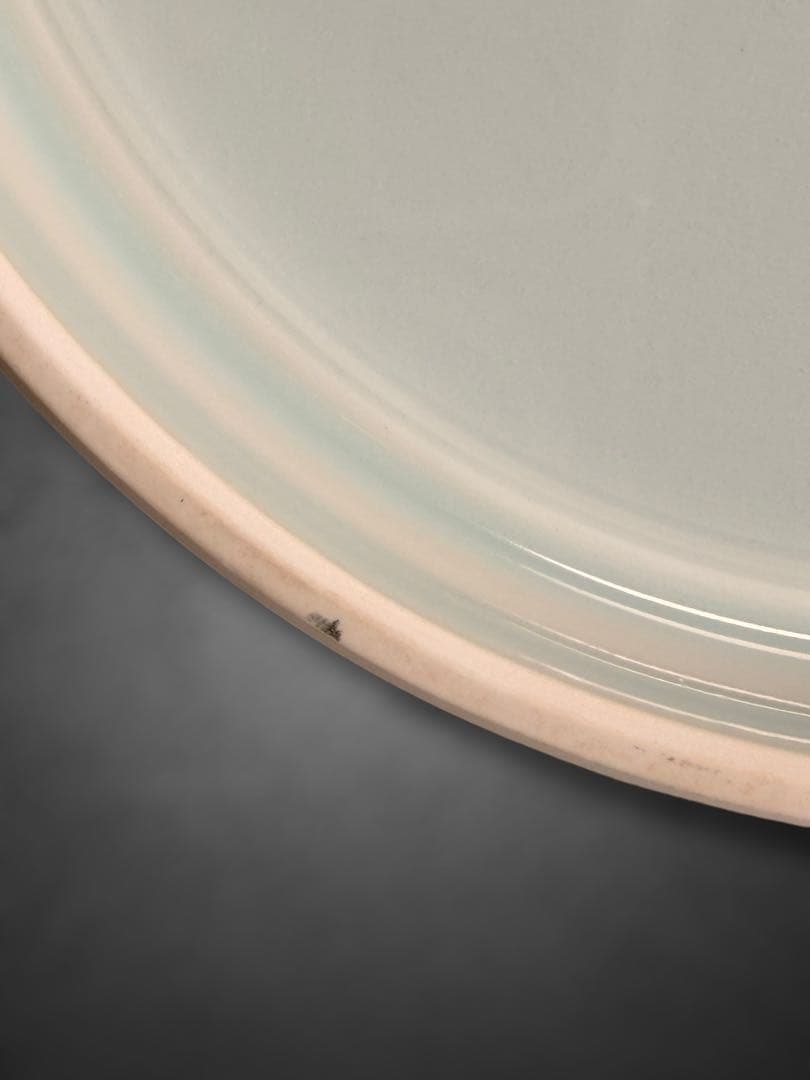 #人間国宝 塚本快示 快山窯 青白磁唐草文大皿 皿立て付属/【直径約32cm】