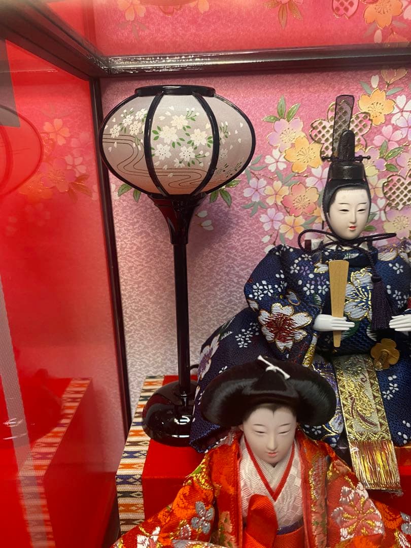 東京久月　雛人形親王五人飾りガラスケース入・間口約５６×奥行約３３×高さ約４２㎝