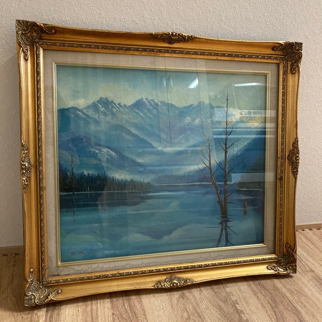 送料込 大正池アンティーク額縁 絵画込 額縁Ｆ１０サイズ