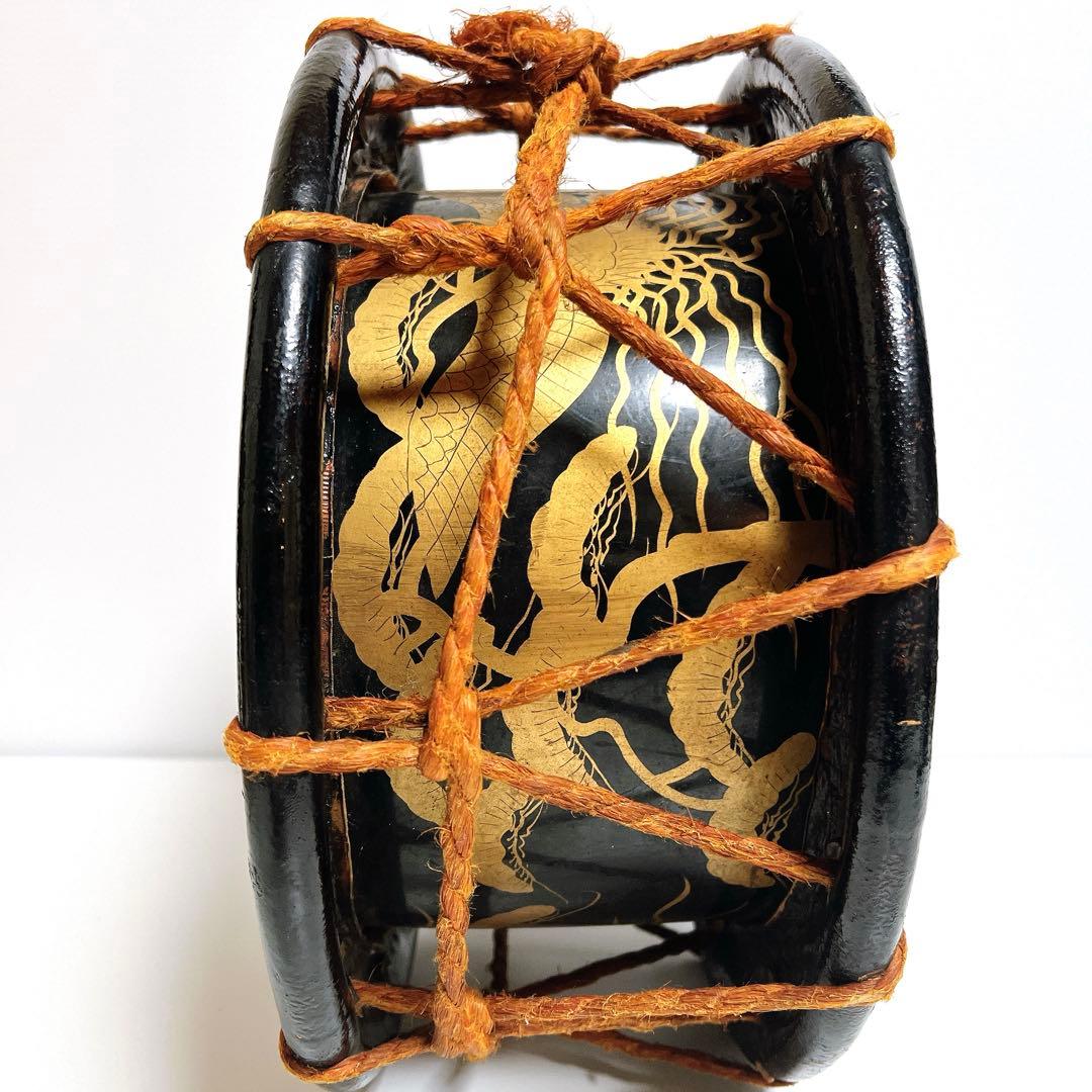 【蒔絵・金彩】締め太鼓　和太鼓 35.5cm×15cm 松絵柄　鶴　縁起物