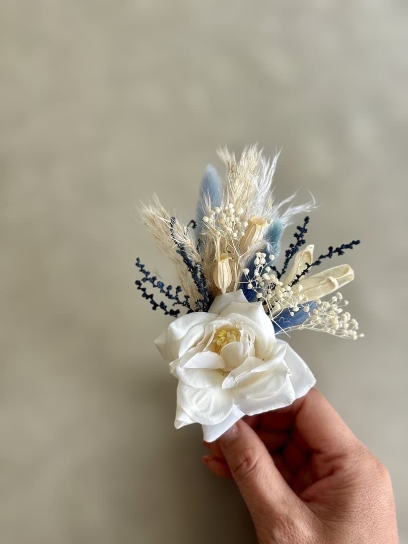 プリザーブドフラワーブーケ　ウェディングブーケ　ブートニア付き　ドライフラワー