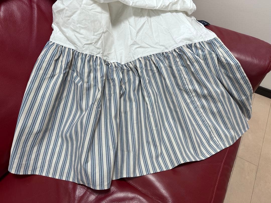 ☆激レア　ラルフローレン　ベッドスカート　セミダブル　青ストライプ　シーツ☆