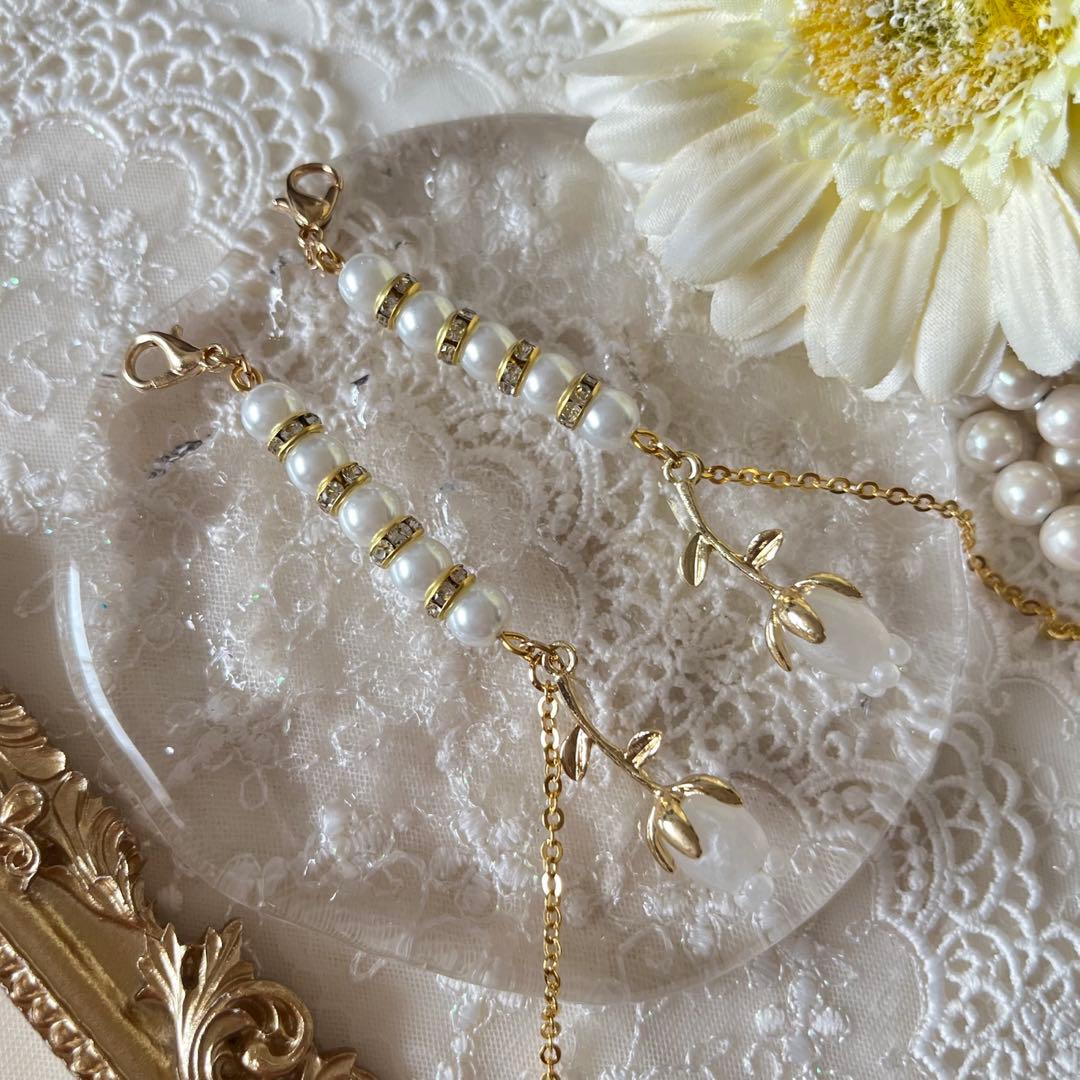 ♪❤️ 花　パール　鈴蘭　ロンデル　マスクチェーン　メガネチェーン　マスク