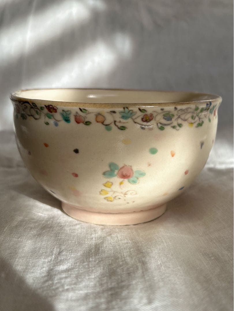 新品未使用❀　ははみや　うつわ　まる椀　絵付け　半磁器　陶芸　作家　京焼　益子焼