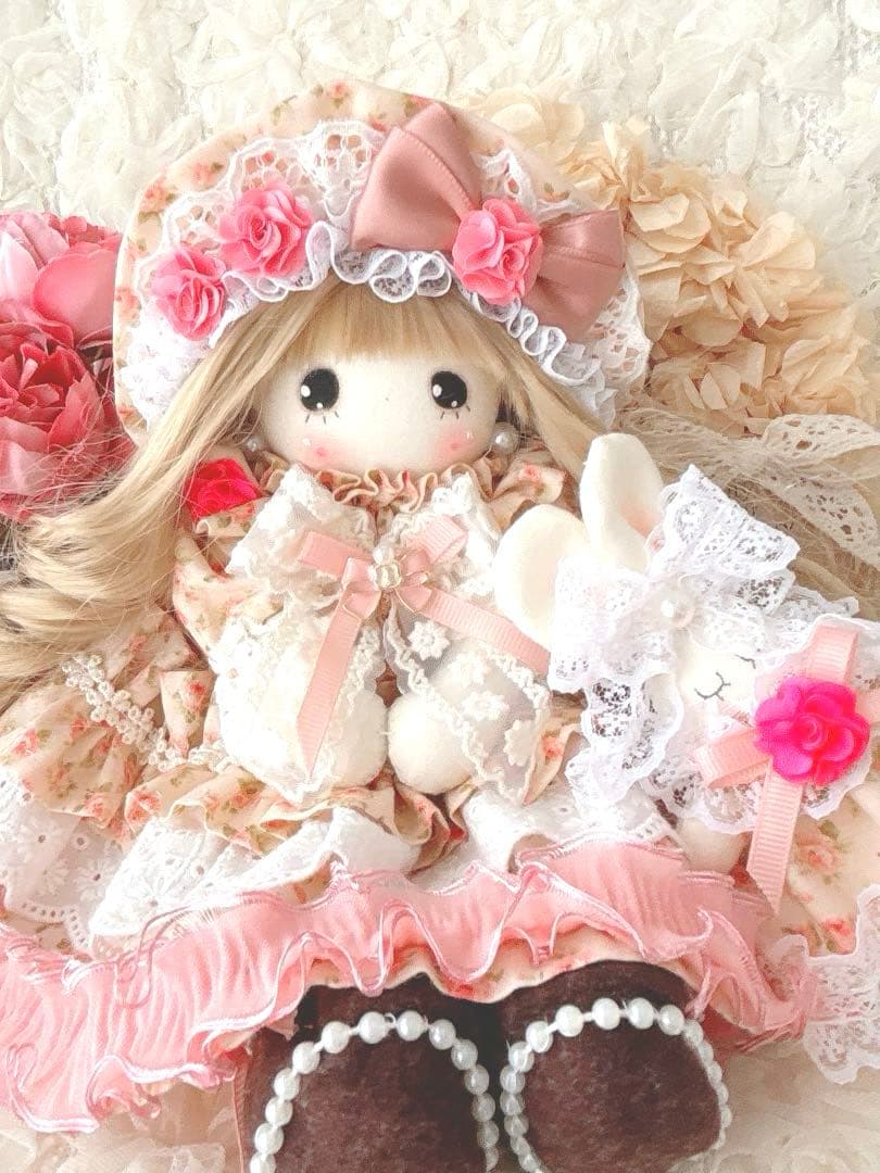 カントリードール♡ハンドメイド♡お人形♡サーモンピンク♡