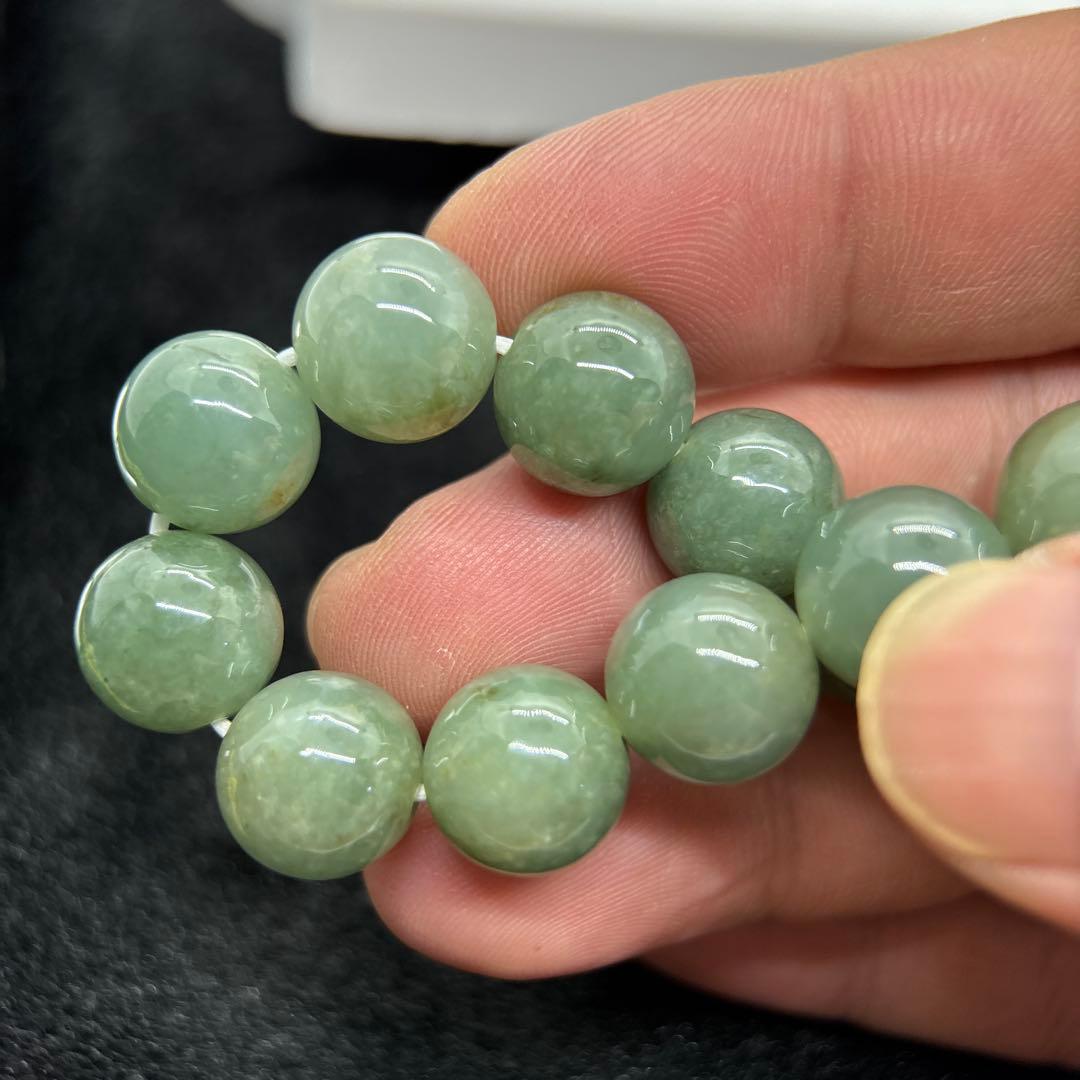 無処理無染色A貨天然石本翡翠　保証付　ミャンマー　本翡翠　手作り 約12mm