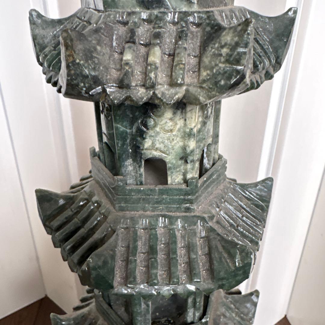 碧玉製多層塔 約66cm ヒスイ翡翠　緑石
